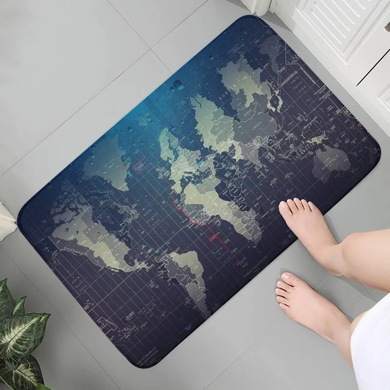 

Anti-slip Carpet Flannel Entrance Rug Kitchen Floor Hallway Mats Kid Room Color World Map Prayer Rug Mat bedside Area Rugs