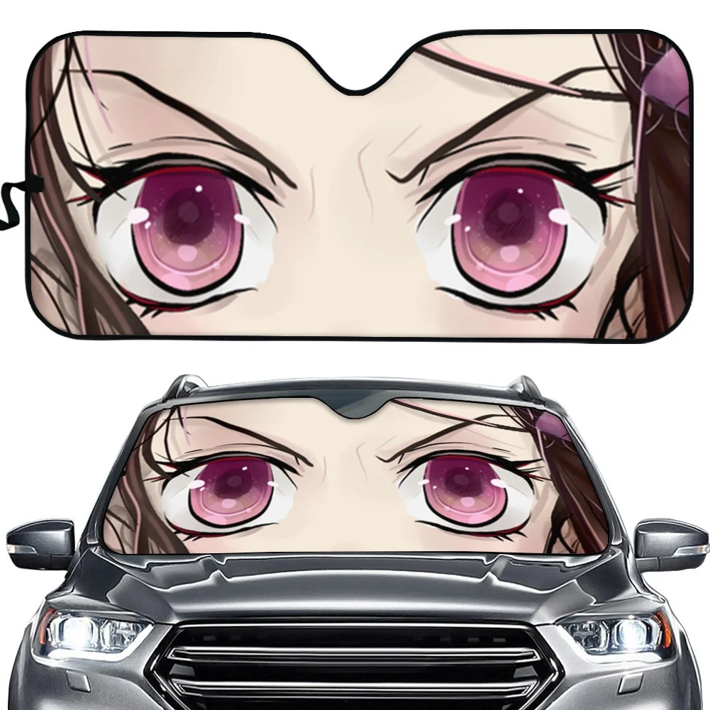 

Anime Front Windshieled Sunshade for Car Kamado Nezuko Print Auto Visor Shield Cover Vehicle Sun Shades Fit Most Cars