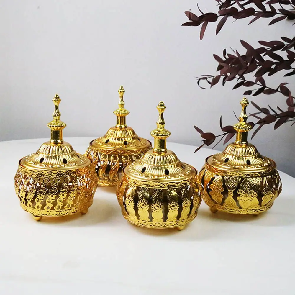 

Luxury Vintage Home Decor Arab Style Golden Buddhism Metal Incense Burner Censer Holder Tower Incense Burners