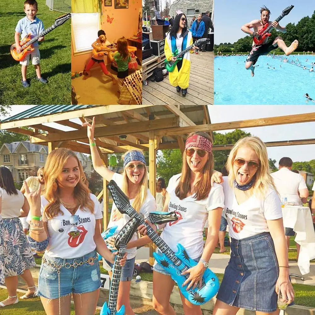 

95cm Inflatable Guitar Toy Pvc Stage Props Children's Simulation Party Instruments Multi-color Large Accessories Inflatable U5e4