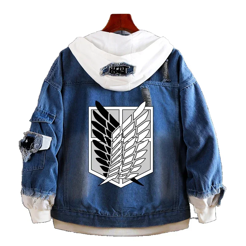 Атака Титанов Хэллоуин Косплей Аниме Игра Двумерный Джинсовый Свитер Джинсовая