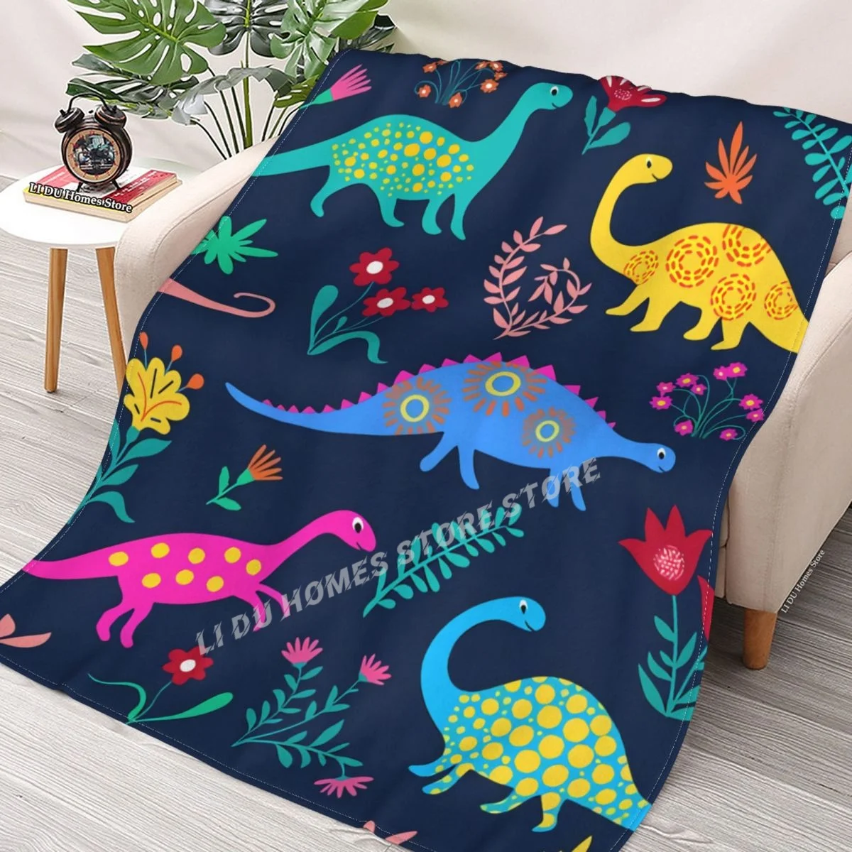 

Cute Colorful Cartoon Dinosaur Throw Blanket flannel Collage Blanket Bedding soft Cover Bedspreads Blankets