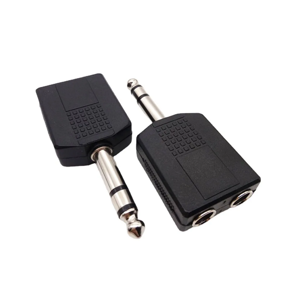 

2Pcs Mono Audio Jack Plug Adapter Single Male To Dual Female 6.35mm Dual Jack Headphone Microphone Y Splitter Converter