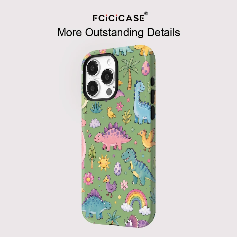 Фото Матовый чехол Fcicicase для iPhone 17 Air 16 Pro Max 15 14 Plus 13 12 с рисунком динозавров и животных, магнитный, для Magsafe №5
