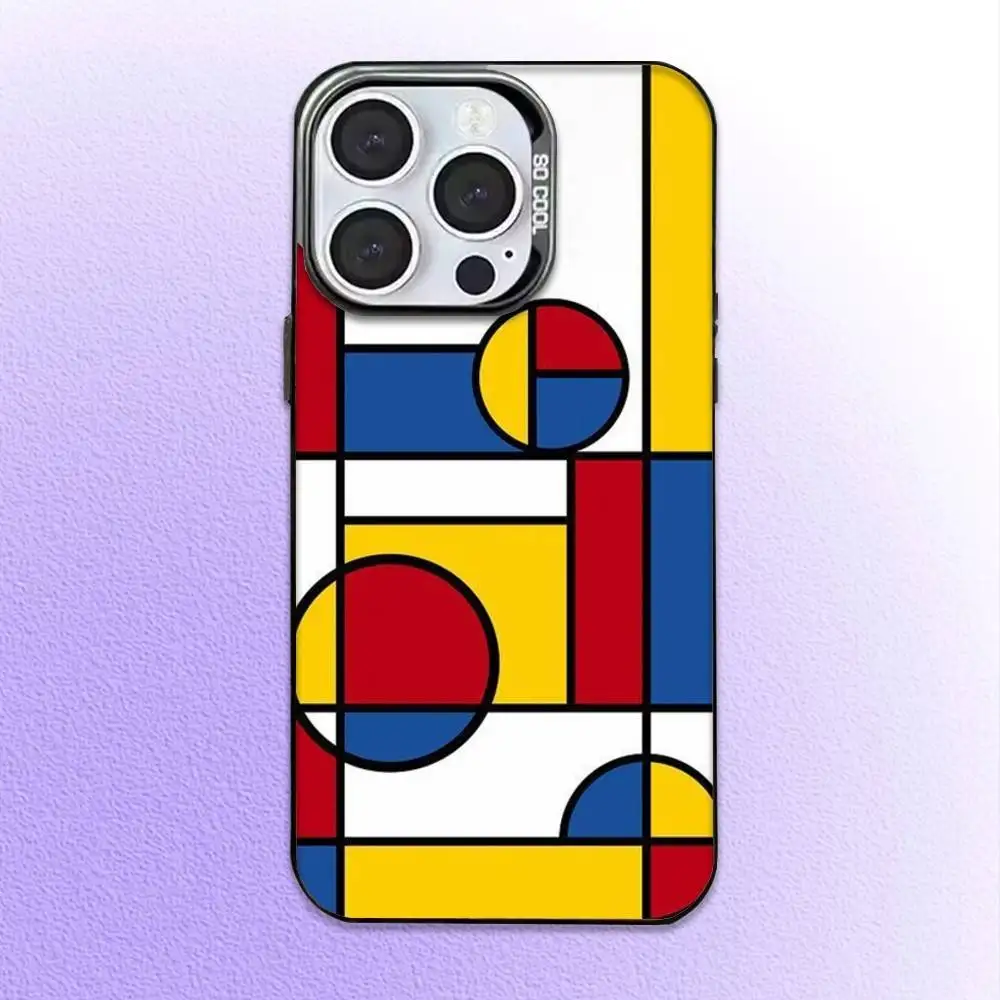 Фото Чехол для телефона Abstract P-Piet Mondrian для iPhone 17,16,15,14,13,12,11 Plus, Pro Max Black Candy, матовый противоударный чехол №2