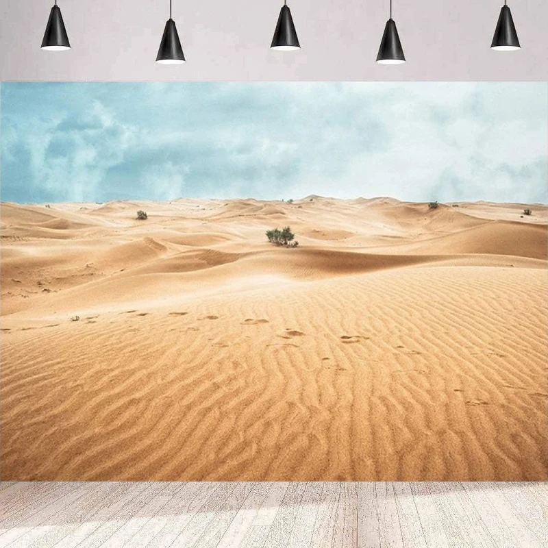 Фон для фотосъемки с пейзажем в пустыне песок дюны редкий зеленый куст растения