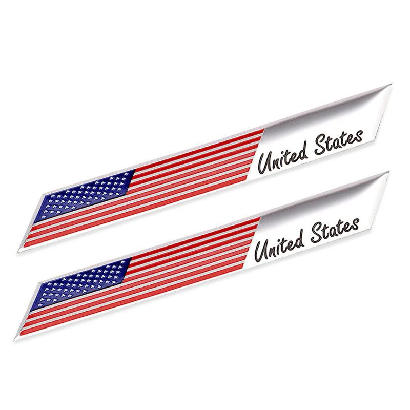

2pcs Aluminum United States Flag Emblem Fender Trunk Sticker Decal For CHEVROLET CRUZE FORD FOCUS JEEP Cadillac DODGE