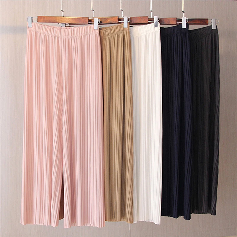 

Summer Female Wrinkle High Waist Loose Thin Section Wide Range Legs Long Loose Trousers Leg Pants Korean Pant Fashion Sexy