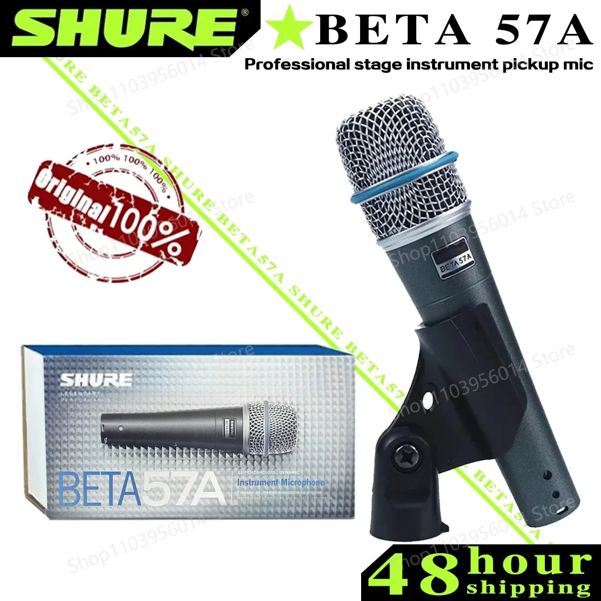 Проводной микрофон SHURE BETA 57A динамический кардиоидный для домашней студийной