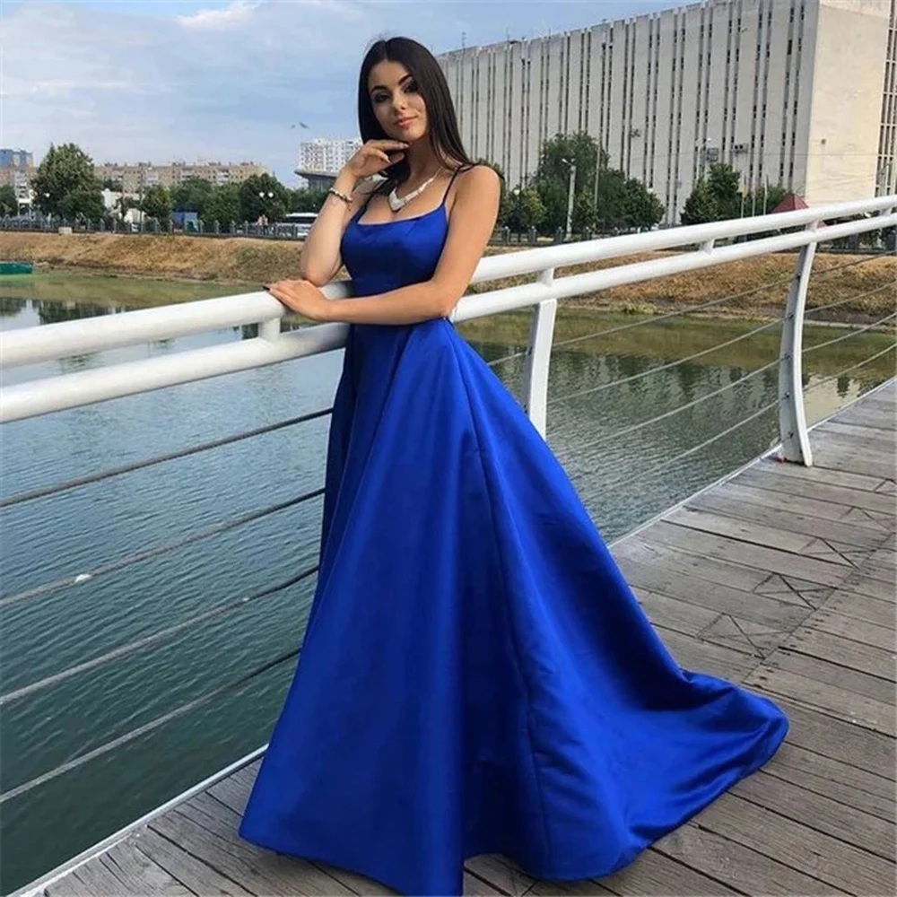 

2022 Royal Blue Prom Dresses Long Sexy Criss Cross Backless Evening Party Gowns For Women Cheap Sale Robe de soirée