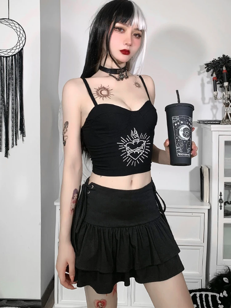 AltGoth Streetwear Mall Goth Skirt Women Harajuku Y2k E-girl High Waist Bandage Mini Skirt Dark Gothic Punk Emo Alt Club Wear images - 6