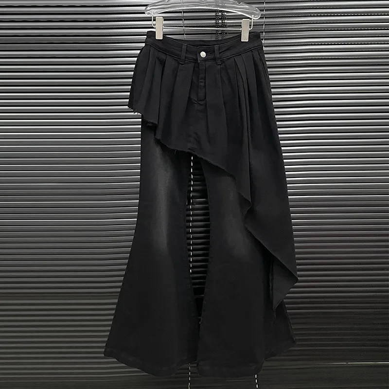 Женские расклешенные джинсы DEAT Необычные джинсовые брюки-клеш с высокой талией