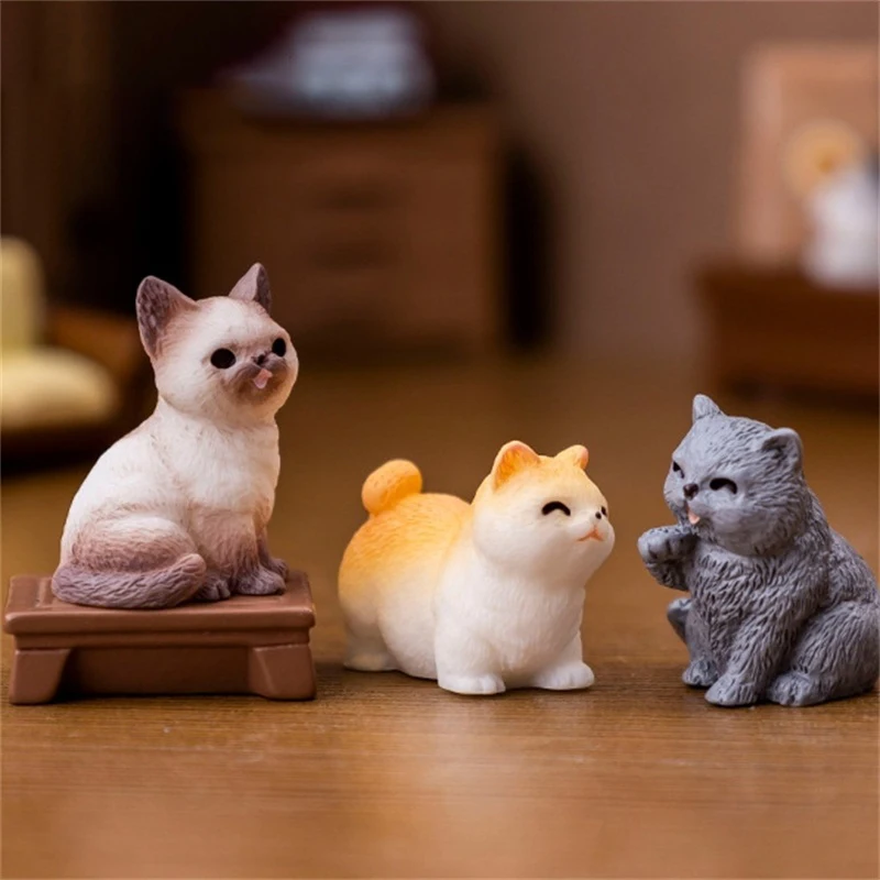 Мини-кошка орнамент мультяшный котенок микропейзаж кукольный домик модель