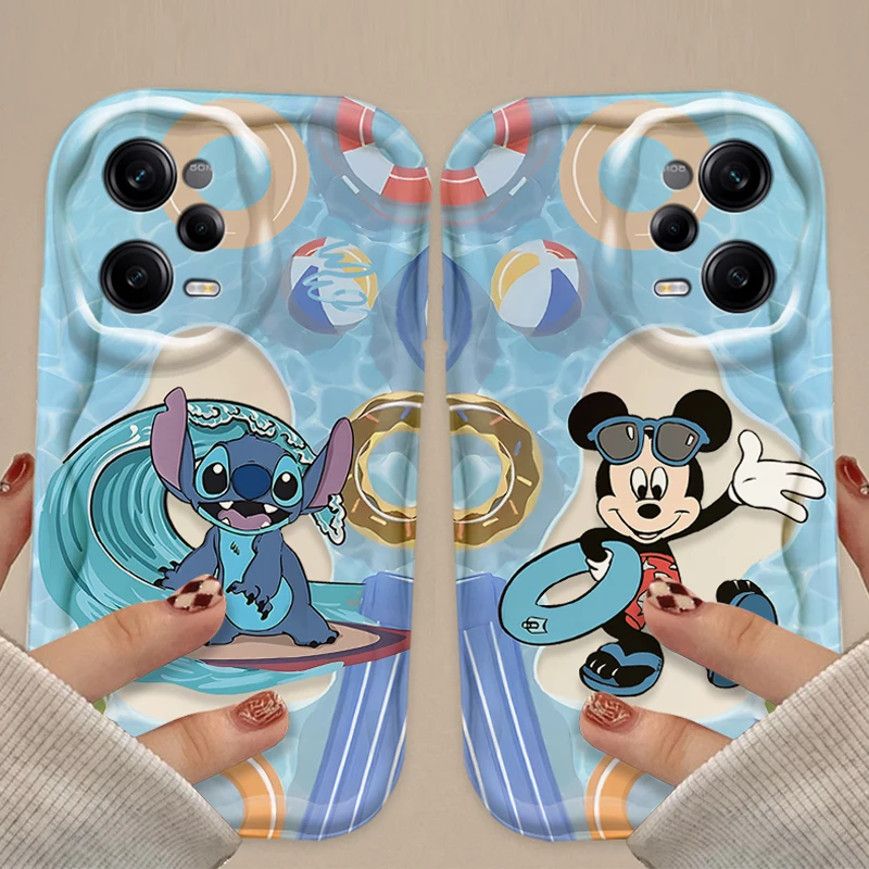Фото Disney Summer Swim Mickey Stitch Case For Xiaomi Redmi Note 13 12 Pro Plus 4G 5G 12S 11S 1110 10S 9 9S Redmi 14C 13C 12C A3 Capa №1