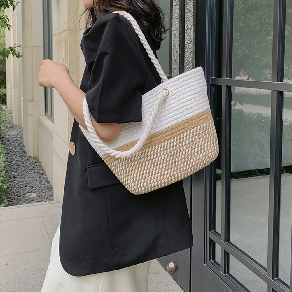 

Плетеные сумки через плечо для женщин, вместительная композитная дышащая прочная устойчивая к царапинам сумка на плечо, для покупок и походов