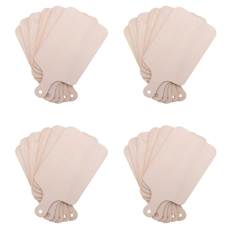 

24 Pieces Christmas Mini Wooden Cutting Board With Handle Unfinished Wood Paddle Rectangle Chopping Board Tray Cutouts