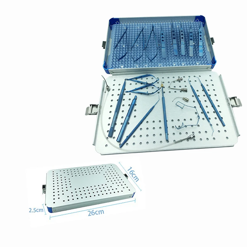 

21PCS Stainless steel with box case Cataract Eye Ophthalmic Set Instrument Eye Micro Tweezers Scissors Needle Holder Set Tools
