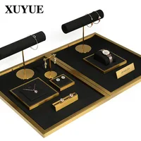 Light luxury jewelry display stand high-end metal microfiber jewelry display stand necklace ring earring jewelry display