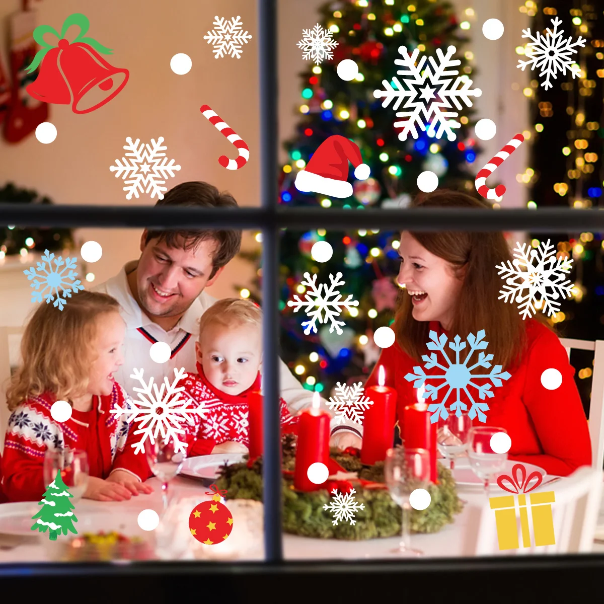 

8 Sheets Glue-free Window Stickers Stickers for Banquet Christmas
