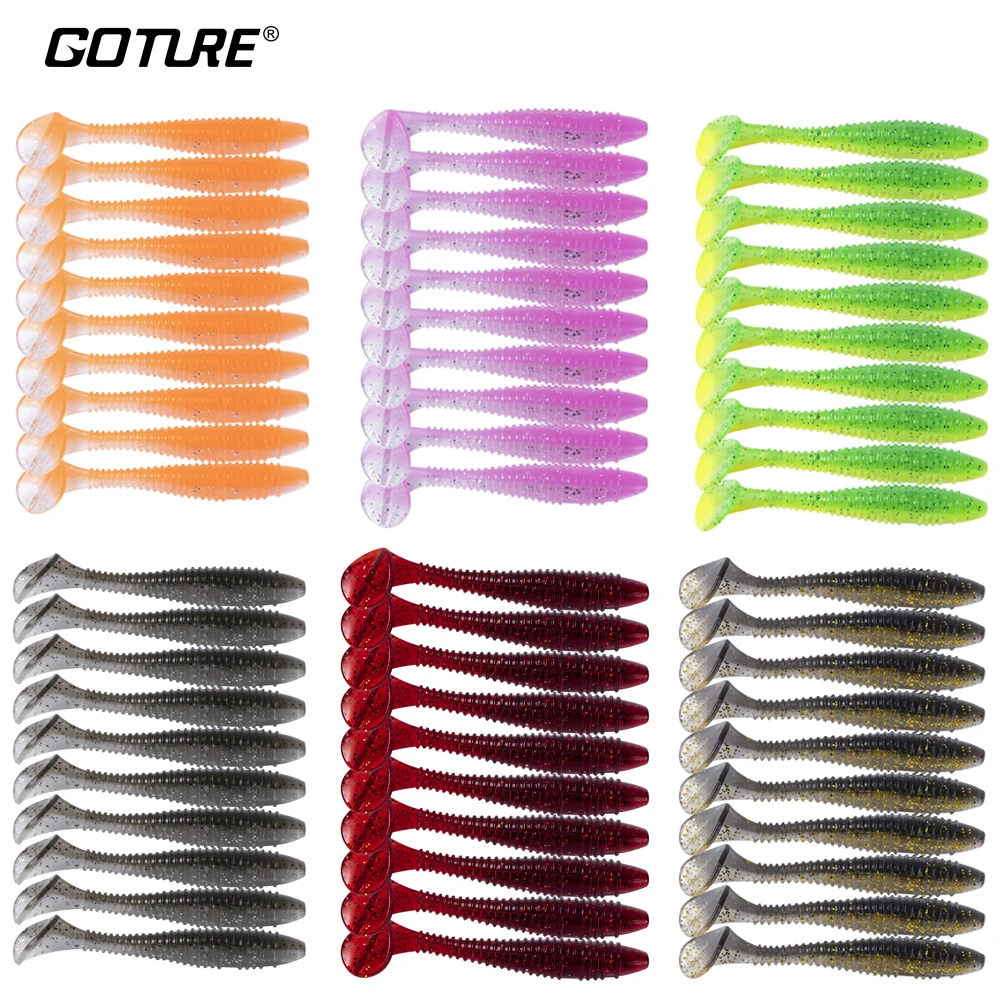 

Goture 20pcs/Lot Soft Fishing Lures Worm 55mm 65mm Soft Bait Jig Wobblers Aritificial PVC Swimbait for Bass Pike Tackle Pesca