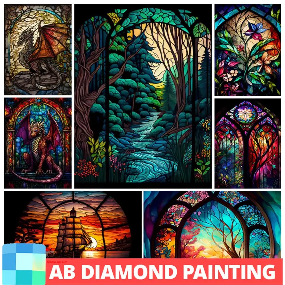 

Алмазная живопись AB с Северными огнями, стеклянный лес, пейзаж, цветы, дракон, мультяшная мозаика 5D «сделай сам», Новое поступление, Набор для творчества, домашний декор