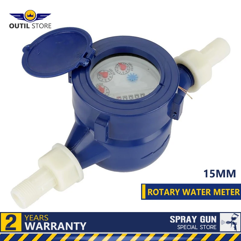 

DN15 Three Core Rotary Wing Plastic Water Meter 15mm Adjustable Rotation Counter Professional Water Flow Measuring Instrument