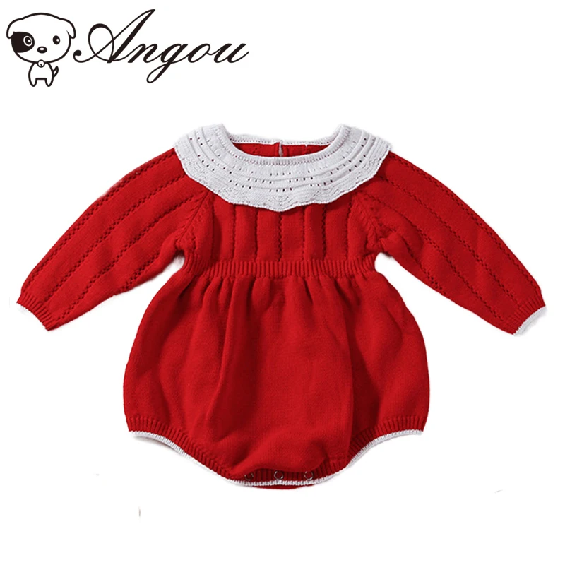 

Детский трикотажный комбинезон Angou в Корейском стиле, комбинезон с длинными рукавами для маленьких девочек, однотонный Детский комбинезон на весну и осень