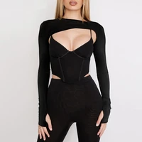 new long sleeve blouse top women tank curve elegant fashion tops for women sexy short summer classy crop women corset black 2022