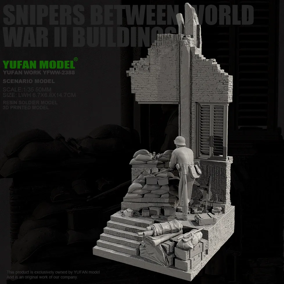 Фото YUFAN MODEL 1/35 Солдат из смолы (полный комплект), белая модель для самостоятельной сборки и покраски YFWW-2388+3D №2