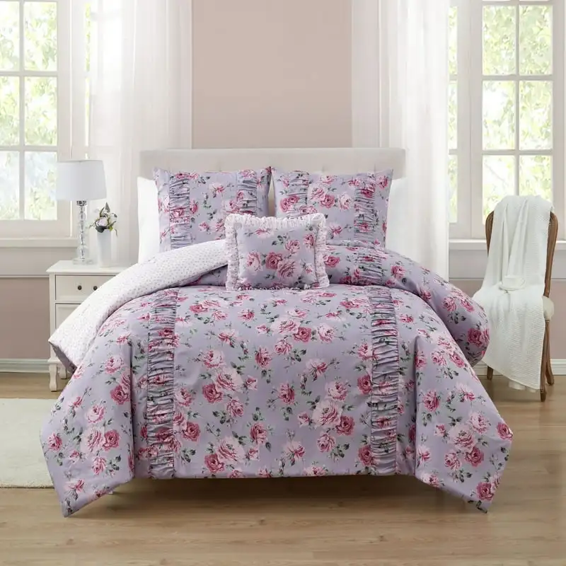 

4-Piece Soft Washed Microfiber Comforter Set, Full/Queen Bedding sets Twin bedding set kawaii Twin size comforter sets Bed set C