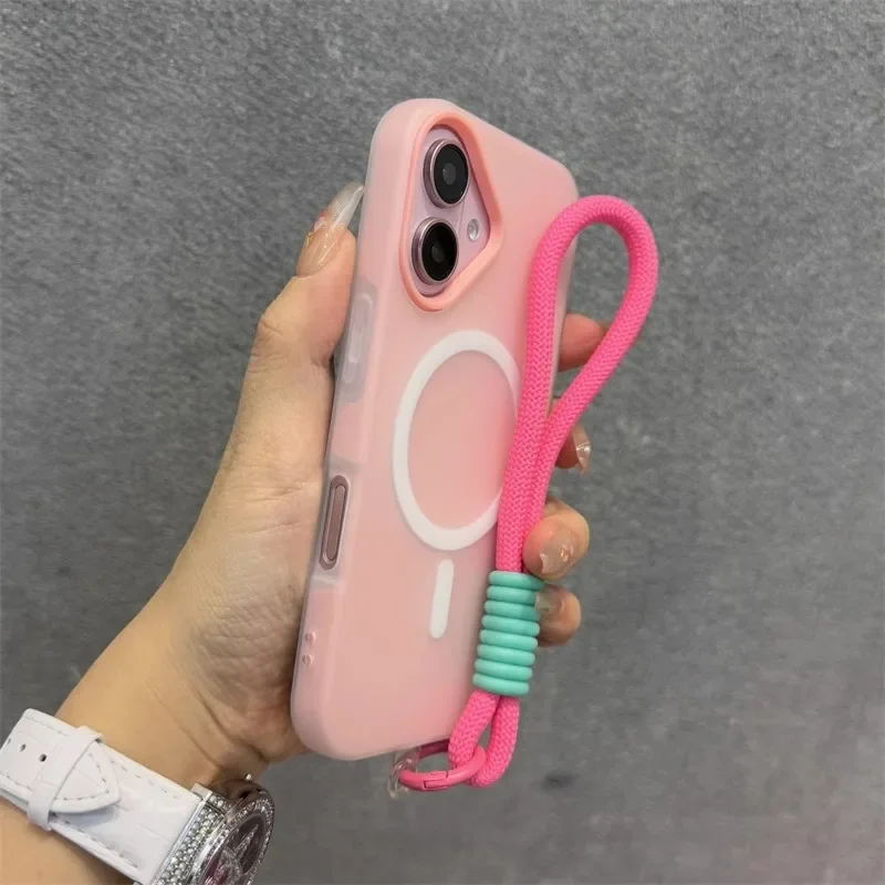Матовый чехол Magsafe контрастного цвета Jelly Candy Color для iPhone 16 15 14 13 12 11 Pro Max Plus мягкий