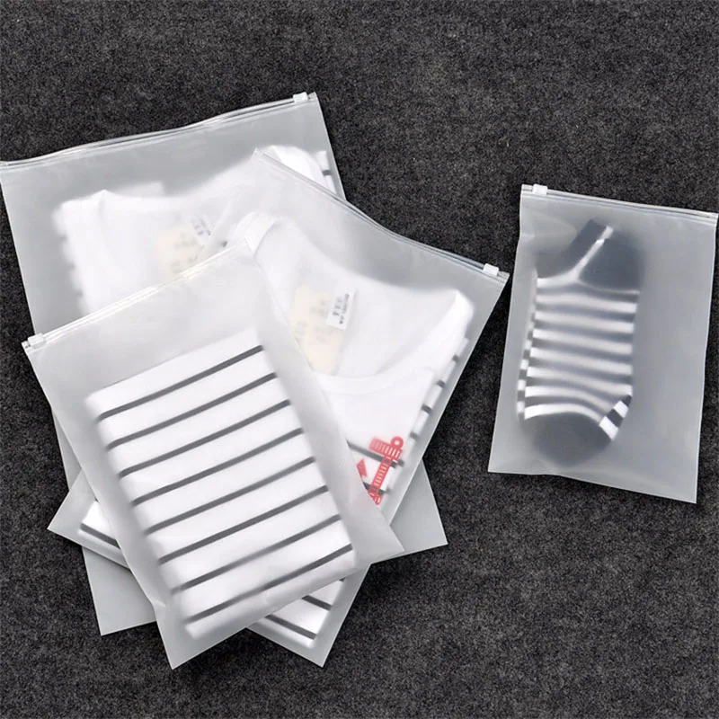 

10PCS Portable Translucent Plastic Package Cloth Travel Storage Pouch Waterproof Bag Zip Suitcase Cloth Organizer