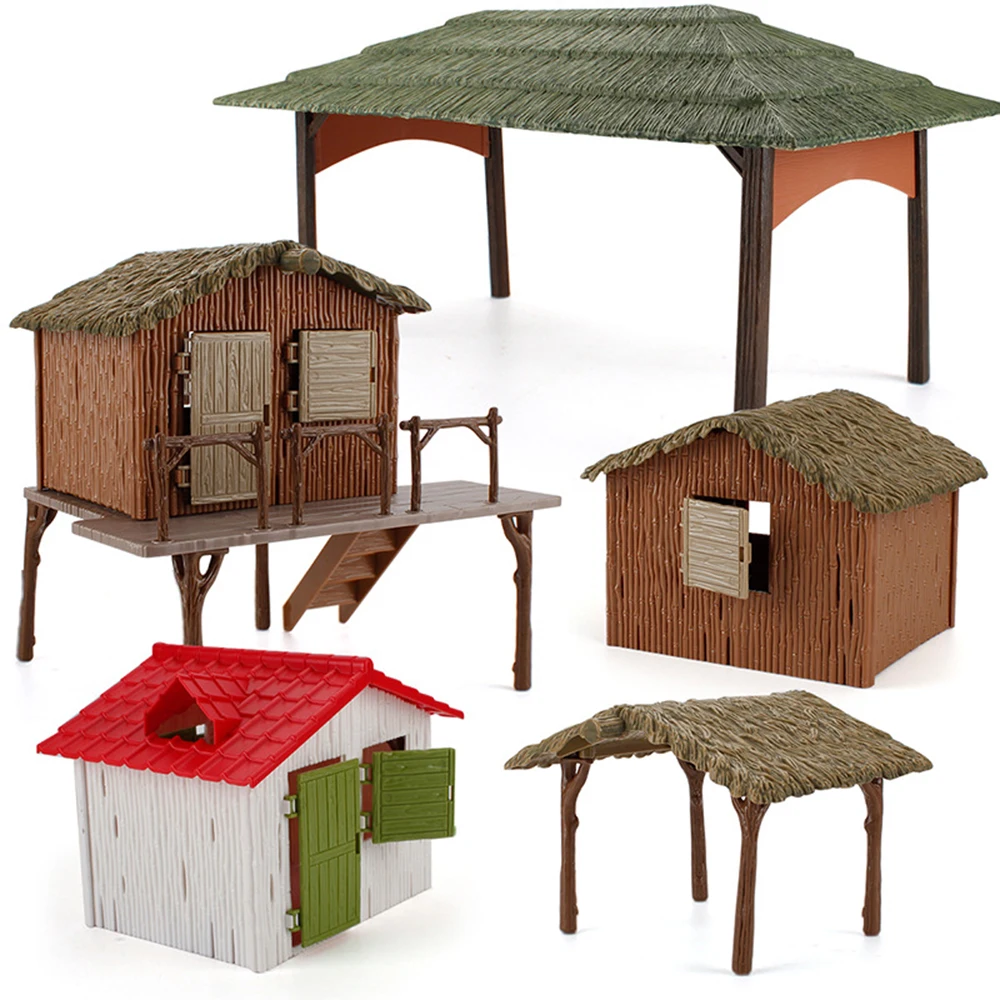 S Pasture Fence Models Thatched Cottage Figurines Scene Toys