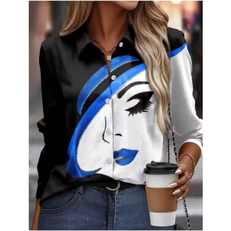 Новая женская рубашка в стиле ретро с рисунком аниме кота осенний воротник топ