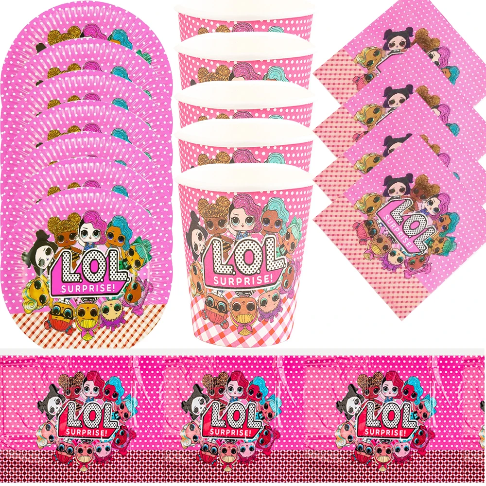 61 шт./лот кукла-сюрприз Lol детские сувениры чашки тарелки салфетки для вечеринки в
