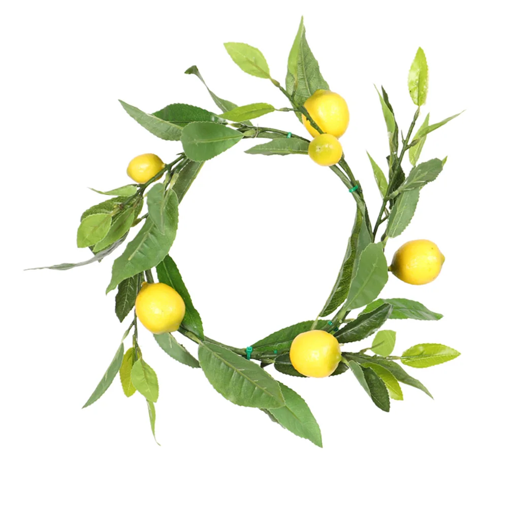 

Artificial Wreath Garland Lemon Rattan Green Leaves Hanging Ornament for for Door Wall Window Wedding Party ( 35cm )