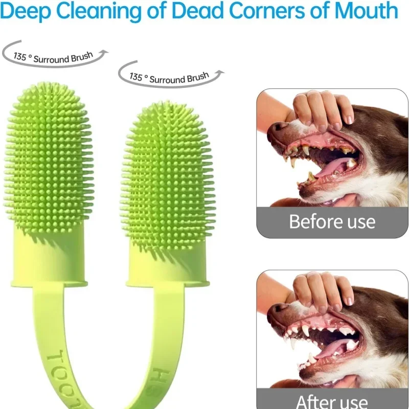 1 шт. супермягкая зубная щетка с двойным пальцем для собак чистка зубов домашних