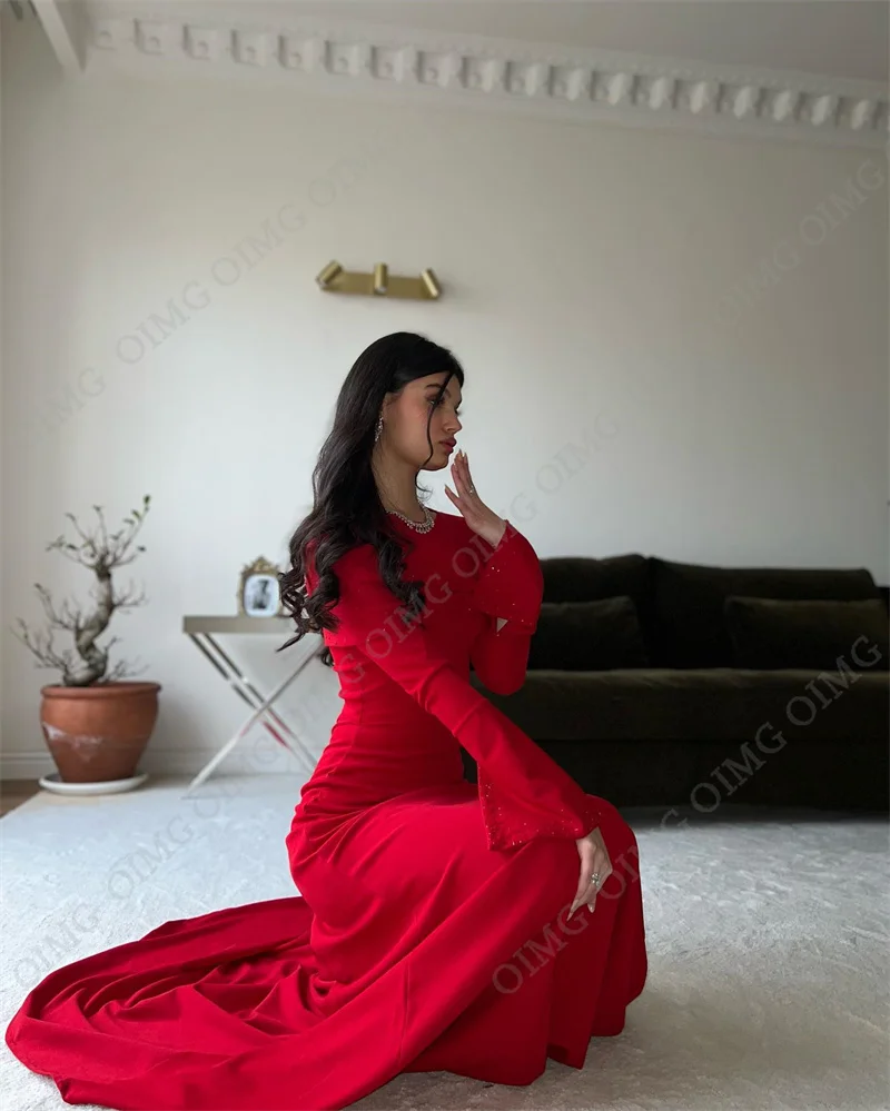 Элегантное плиссированное платье OIMG для выпускного вечера атласное вечернее