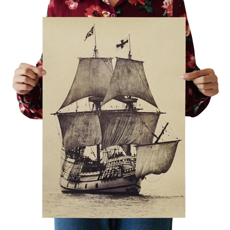 

Vintage Sailboat Home Decoration Poster Stickers DIY Room Bar Cafe decoration Gift Printing art mural kraft paper home room deco