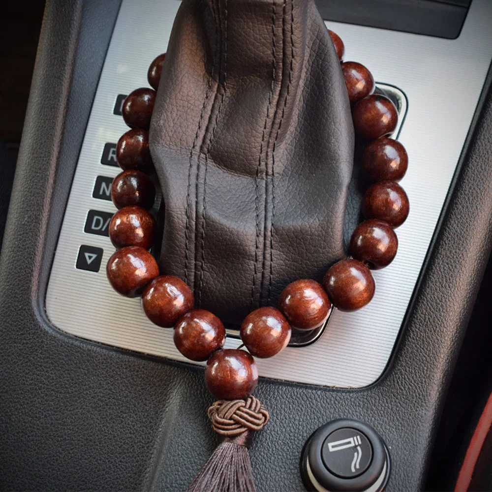 

1pc Wooden Buddha Beads Interior Decoration Car Ornament Gear Gift Hanging Drive Safety Dashboard Rearview Mirror Pendant