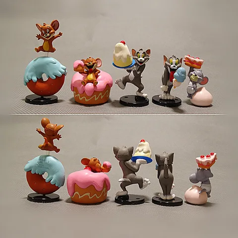 Мультяшная мини-фигурка Тома и Джерри, аниме украшение для торта, милый кот с мышью, экшн-кукла, коллекционные предметы, детский подарок, игрушки, модель
