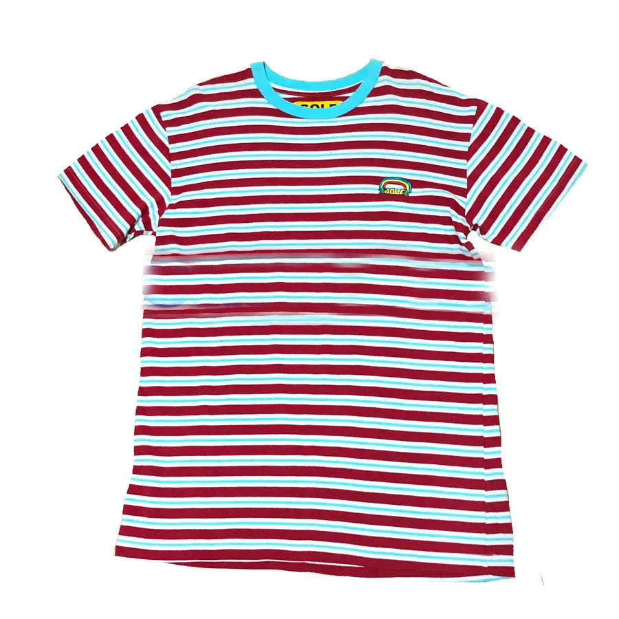 

New rainbow Striped golf Le Fleur Tyler The Creator T Shirts T-Shirt Hip Hop Skateboard Street Cotton T-Shirts Tee Top #AB56