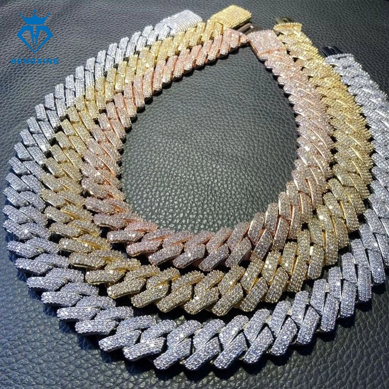 High Quality Cubana Hip Hop Jewelry 18mm 925 Sterling Silver Vvs Moissanite Diamond Iced Out Cuban Link Chain Necklace for Me