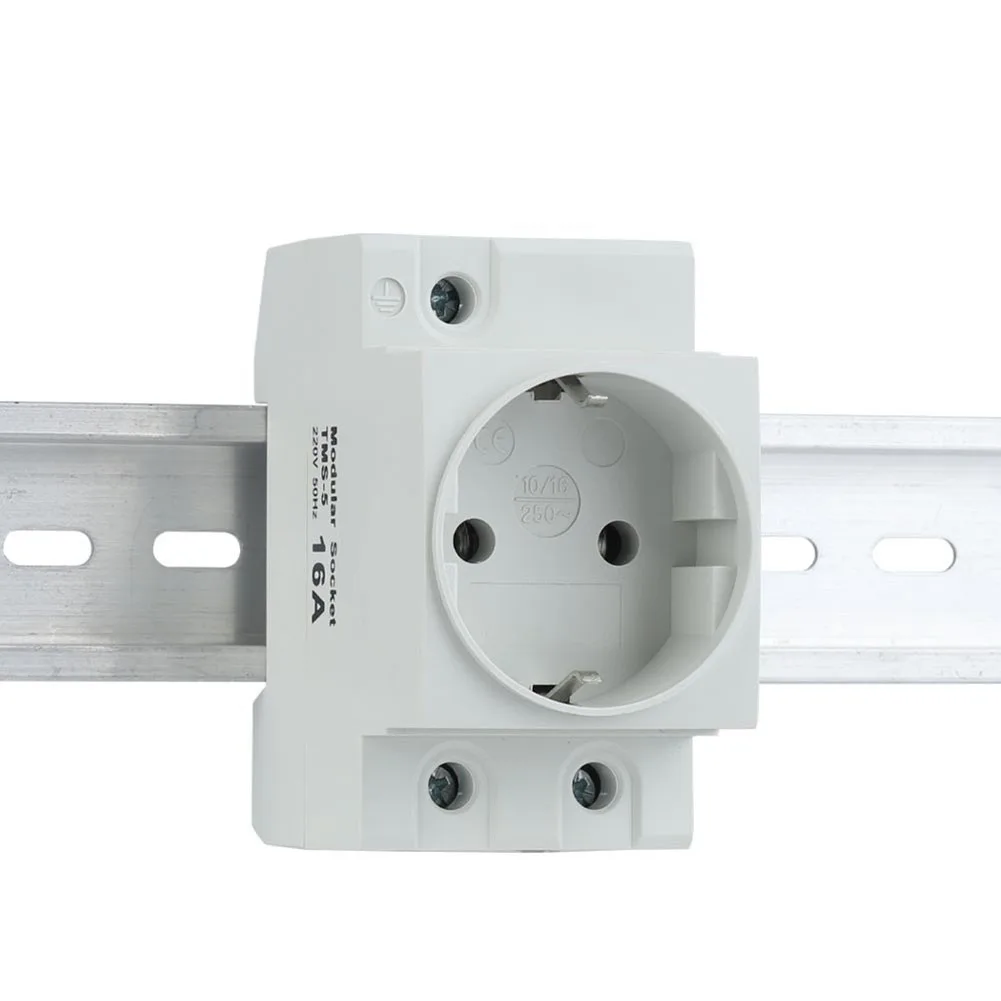 

CNC 35mm Modular Installation AC Power Socket Plug 16A 220V AC Connector EU Type DIN Rail Socket IP 20 Brass Socket