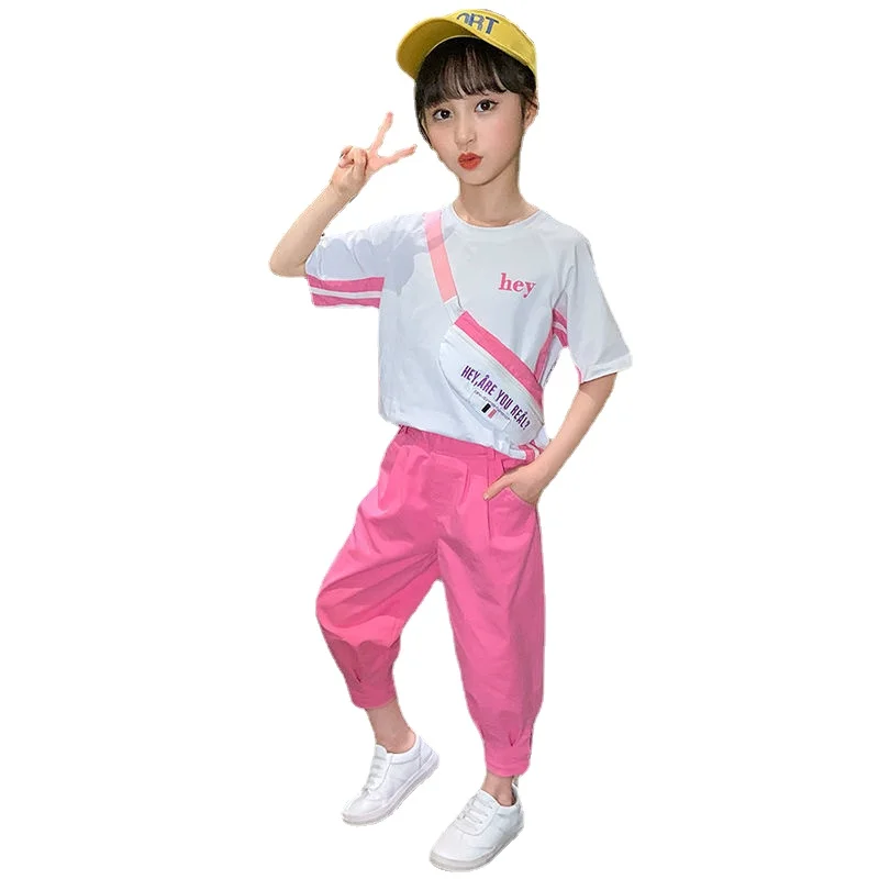 

Baby Sets Girsl Summer New Casual Short T Shirt +pant Sports Suit Big Kids Two Piece Set 4-6 8 10 12 Ages