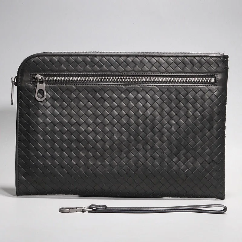 

Men's Clutch Bag Genuine Leather Woven Envelope Bag Luxury Brand Handbag Multi-Function Large Capacity Designer Wallet 2022 New