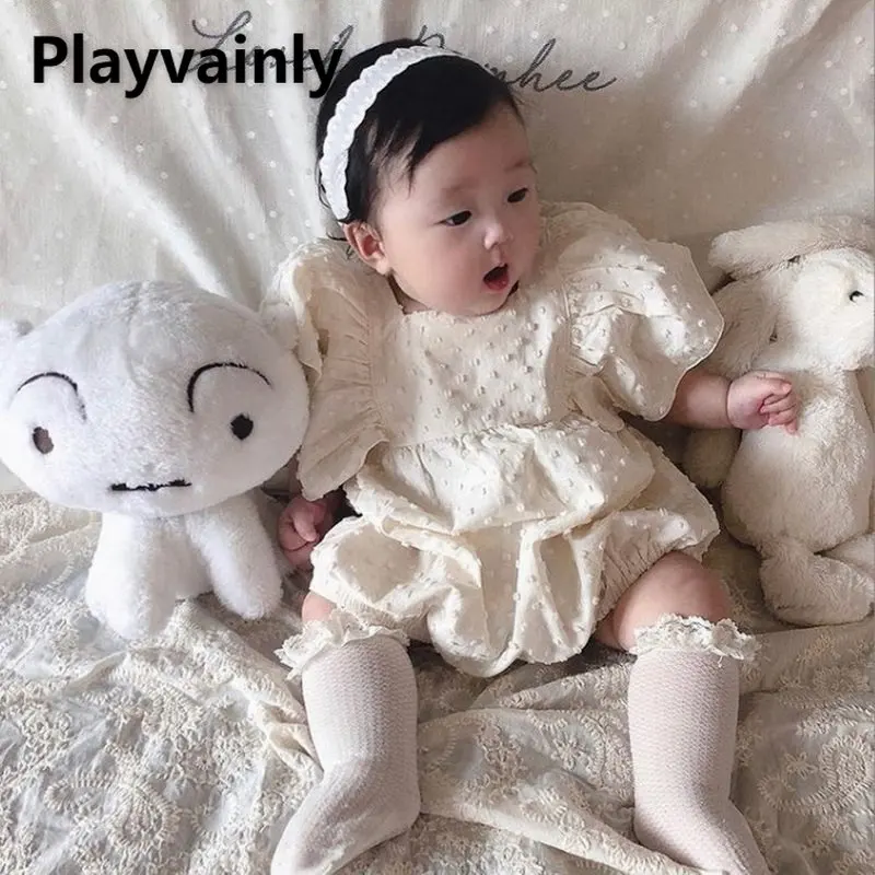 

Корейская версия, летний Боди для маленьких девочек, розовый, белый хлопковый комбинезон принцессы с рукавами летучая мышь, Одежда для новорожденных, E105