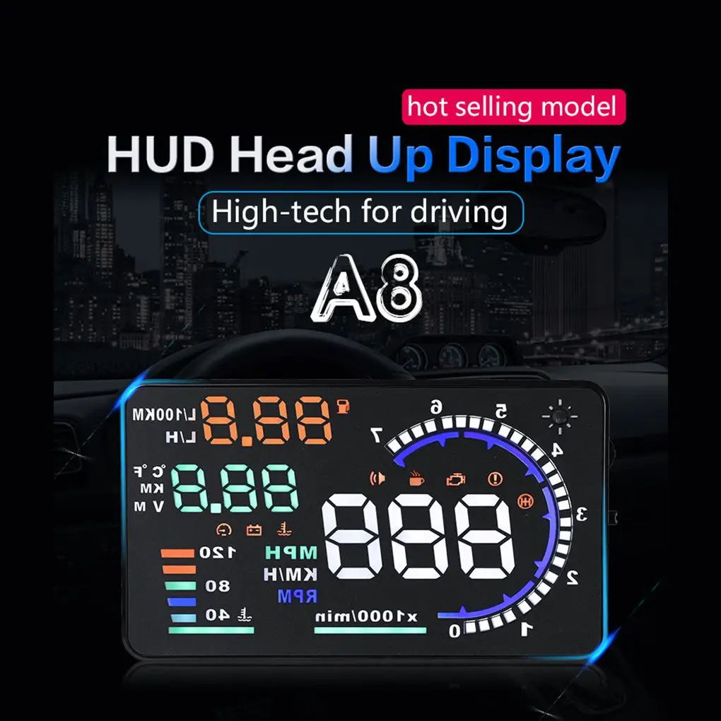 

A8 5 5 HUD Car Engine Speed Projector OBD2 Head Up Display Speeding Fuel Consumption Drive Distance