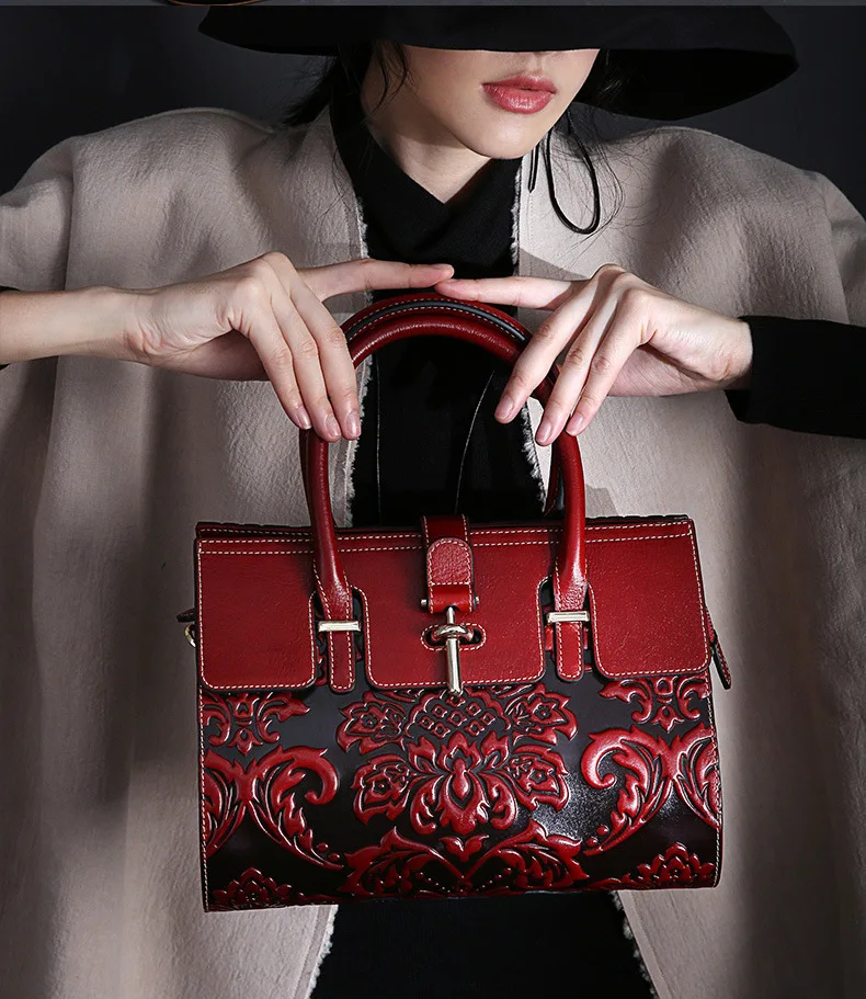 

2023 new national tide women's bag messenger bag leather women's bag handbag fashion retro first layer cowhide shoulder bag