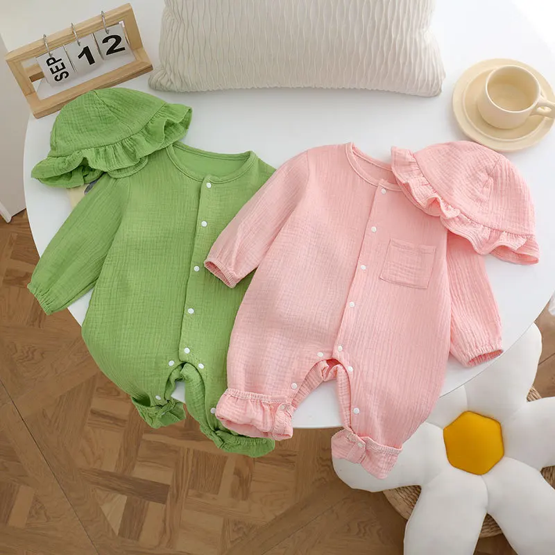 

2023 Autumn Baby Romper Long Sleeve One-pieces Clothing for Boys Girls Muslin Infant Pajamas Soft Breathable Newborn Loungewear